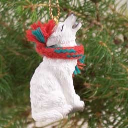White Wolf Hanging Ornament – Hand-Painted – Conversation Concepts
