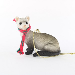 Ferret Tiny One Large Christmas Ornament – Hand-Painted Stone Resin