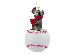 Koala on Baseball Christmas Ornament – Hand-Painted Stone Resin