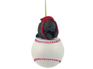 Porcupine on Baseball Christmas Ornament – Hand-Painted Stone Resin
