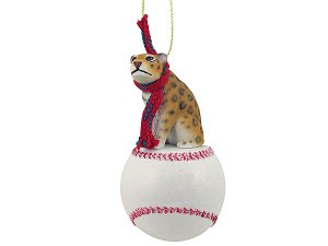 Jaguar on Baseball Christmas Ornament – Hand-Painted Stone Resin
