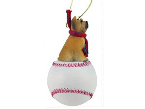 Briard Dog on Baseball Christmas Ornament – Hand-Painted Stone Resin