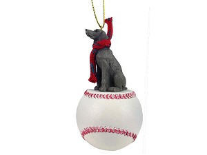 Weimaraner Dog on Baseball Christmas Ornament – Hand-Painted Stone Resin
