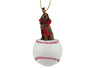 Bloodhound Dog on Baseball Christmas Ornament – Hand-Painted Stone Resin