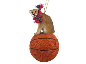 Cougar on Basketball Christmas Ornament – Hand-Painted Stone Resin