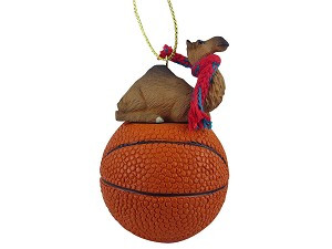 Basketball Camel Dromedary on Basketball Christmas Ornament – Hand-Painted Stone Resin