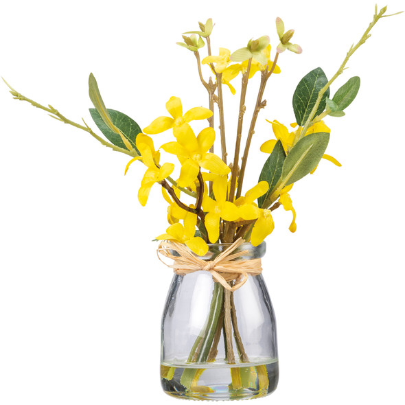 Artificial Forsythia Flower Bouquet In Vase from Primitives by Kathy