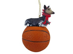 Basketball Okapi on Basketball Christmas Ornament – Hand-Painted Stone Resin