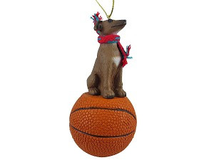 Italian Greyhound Dog on Basketball Christmas Ornament – Hand-Painted Stone Resin