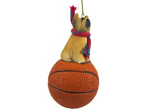 Briard Dog on Basketball Christmas Ornament – Hand-Painted Stone Resin