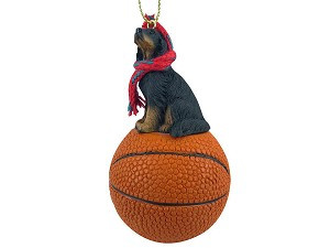 Gordon Setter Dog on Basketball Christmas Ornament – Hand-Painted Stone Resin