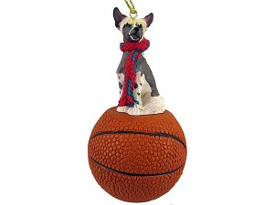 Chinese Crested Dog on Basketball Christmas Ornament – Hand-Painted Stone Resin