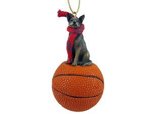 Blue Australian Cattle Dog on Basketball Christmas Ornament – Hand-Painted Stone Resin