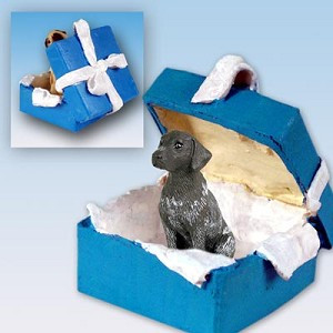 Blue Gift Box German Shorthaired Pointer Dog in Blue Gift Box Christmas Ornament