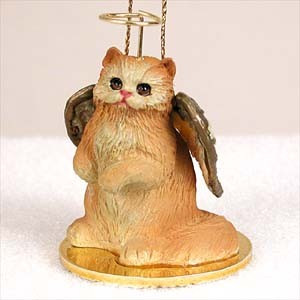 Red Persian Cat Angel Hanging Ornament – Hand-Painted Stone Resin