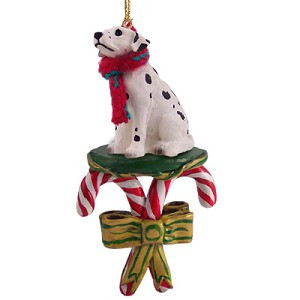 Dalmatian Dog with Candy Canes Christmas Ornament – Hand-Painted Stone Resin