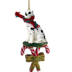 Harlequin Uncropped Ears Great Dane Dog with Candy Canes Christmas Ornament