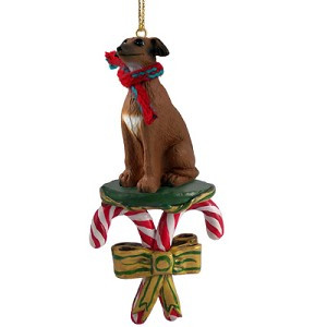 Italian Greyhound Dog with Candy Canes Christmas Ornament – Hand-Painted Stone Resin