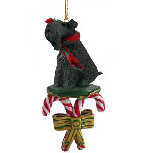Kerry Blue Terrier Dog with Candy Canes Christmas Ornament – Hand-Painted Stone Resin