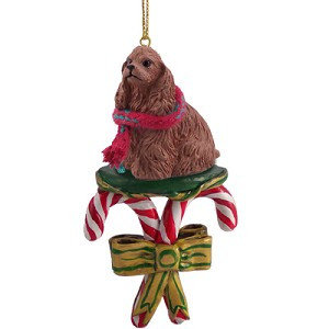 Brown Cocker Spaniel Dog with Candy Canes Christmas Ornament – Hand-Painted Stone Resin