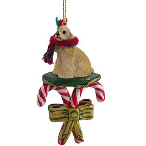 Blonde Cocker Spaniel Dog with Candy Canes Christmas Ornament – Hand-Painted Stone Resin