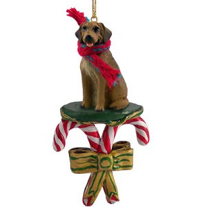 Rhodesian Ridgeback Dog with Candy Canes Christmas Ornament – Hand-Painted Stone Resin