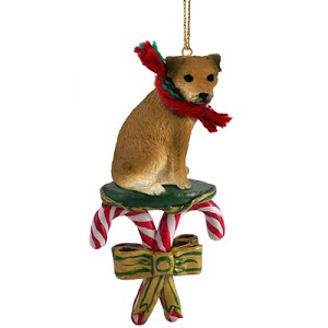 Border Terrier Dog with Candy Canes Christmas Ornament – Hand-Painted Stone Resin