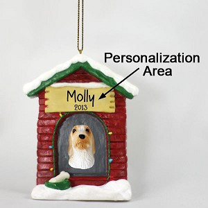 Petit Basset Griffon Vendeen Dog at Dog House Christmas Ornament – Hand-Painted Stone Resin