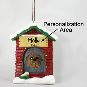 Norfolk Terrier Dog at Dog House Christmas Ornament – Hand-Painted Stone Resin
