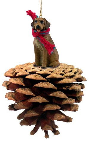 Rhodesian Ridgeback Dog on Pinecone Christmas Ornament – Hand-Painted Stone Resin