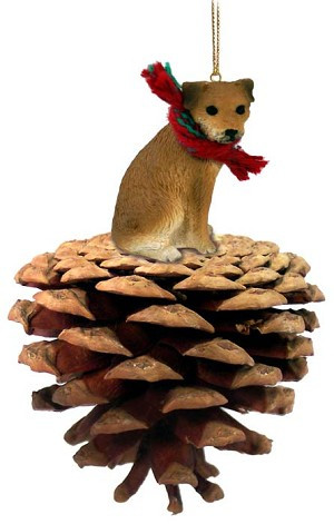 Border Terrier Dog on Pinecone Christmas Ornament – Hand-Painted Stone Resin