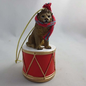 Lion on Drum Christmas Ornament – Hand-Painted Stone Resin