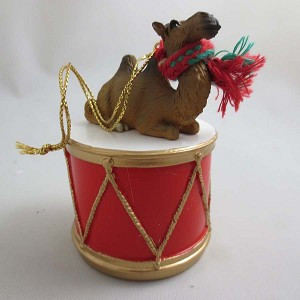 Bactrian Camel on Drum Hanging Ornament – Hand-Painted Stone Resin