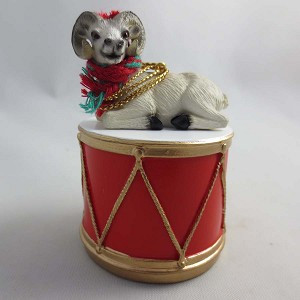 Dall Sheep on Drum Christmas Ornament – Hand-Painted Stone Resin