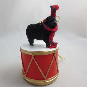 Black Sheep on Drum Christmas Ornament – Hand-Painted Stone Resin