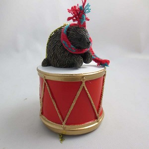 Porcupine on Drum Christmas Ornament – Hand-Painted Stone Resin