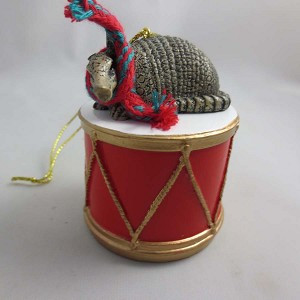 Armadillo on Drum Hanging Ornament – Hand-Painted Stone Resin