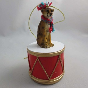 Cheetah on Drum Hanging Ornament – Hand-Painted Stone Resin