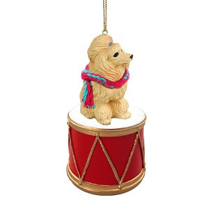 Apricot Poodle Dog on Drum Christmas Ornament – Hand-Painted