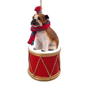 Bulldog on Drum Christmas Tree Ornament – Hand-Painted – Conversation Concepts