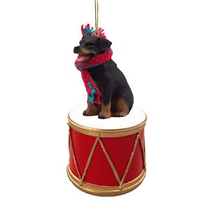 Black and Tan Rottweiler Dog on Drum Christmas Ornament – Hand-Painted