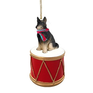 Belgian Tervuren Dog on Drum Christmas Ornament – Hand-Painted