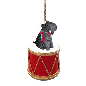 Kerry Blue Terrier Dog on Drum Christmas Ornament – Hand-Painted