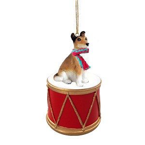 Smooth Coat Collie Dog on Drum Christmas Ornament – Hand-Painted