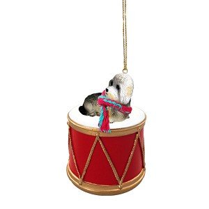 Dandie Dinmont Terrier Dog on Drum Christmas Ornament – Hand-Painted