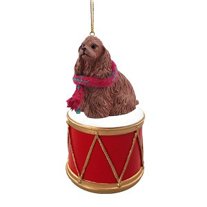 Brown Cocker Spaniel Dog on Drum Hanging Ornament – Hand-Painted