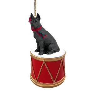 Black Great Dane Dog on Drum Christmas Ornament – Hand-Painted
