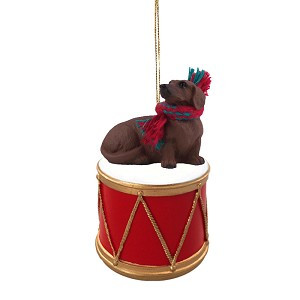 Red Dachshund Dog on Drum Christmas Ornament – Hand-Painted