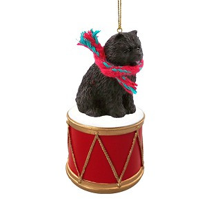 Black Chow Dog on Drum Christmas Ornament – Hand-Painted