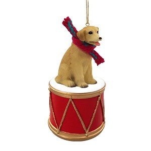 Yellow Labrador Retriever Dog on Drum Christmas Ornament – Hand-Painted